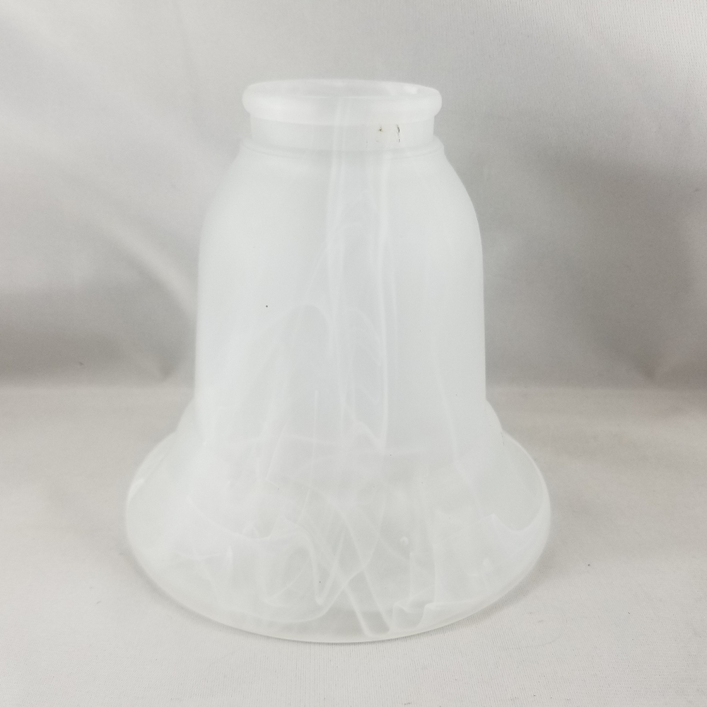 White Marble Swirl Satin Frosted Glass Light Shade Bell Shape 2 1/8 Fitter